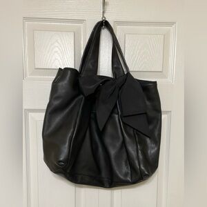 Ann Taylor Black Tote Bag with Modern Asymmetrical Design